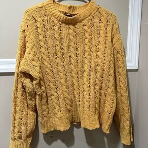 Cozy Mustard Cable‎ Knit Sweater